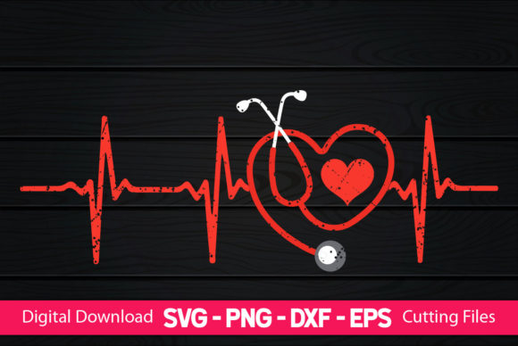 Heartbeat Stethoscope Nurse Gift Graphics & Crafts