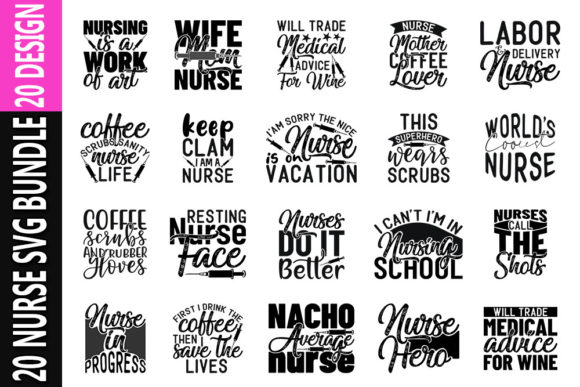 Nurse Quotes SVG Designs Bundle