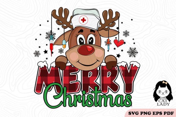 Nurse Reindeer Merry Christmas SVG PNG